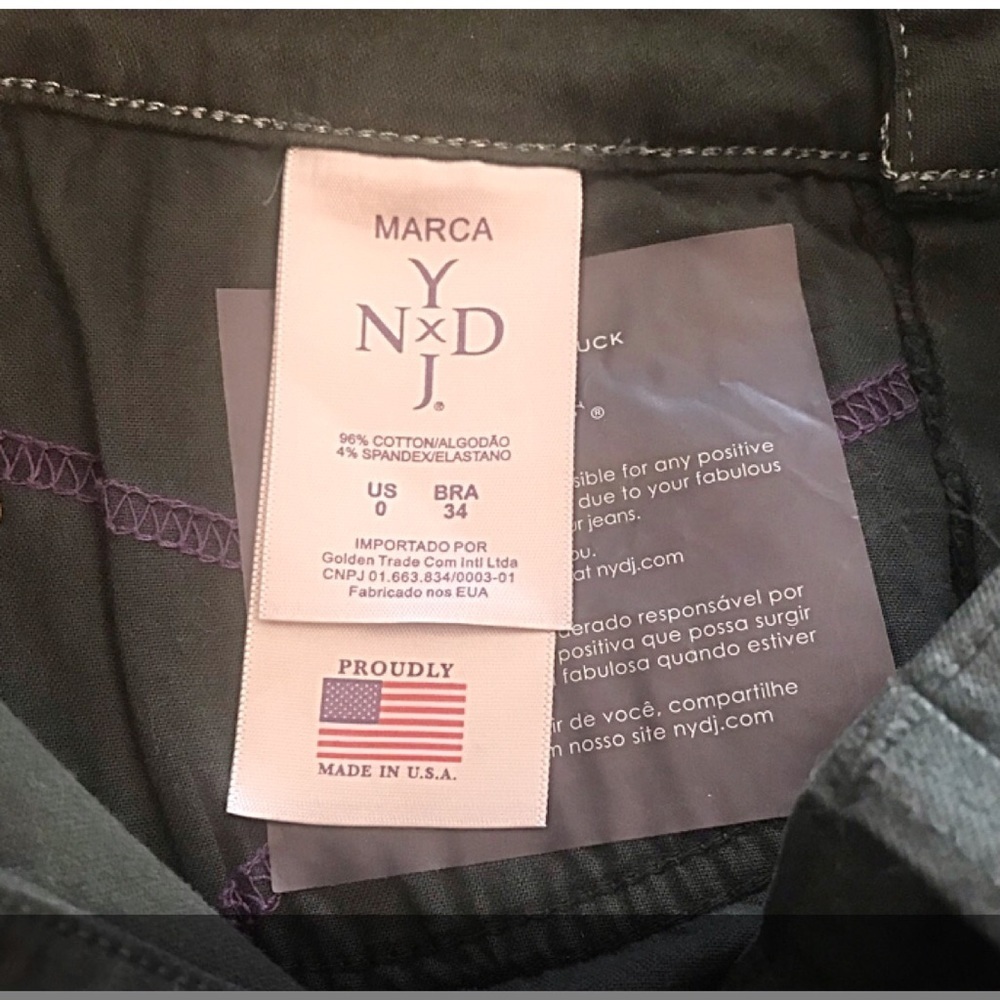 NYDJ NWT Sz 0/34 Green Coated Skinny Jeans - Picture 7 of 8
